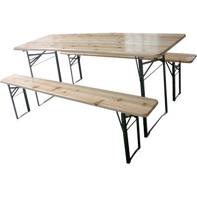 Set tavolo con panche Birreria 2 gambe Domus legno/acciaio 200X60 H.76 CM-0