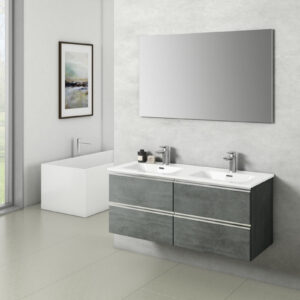 Composizione mobile da bagno sospeso Falegnameria Adriatica York 02 120x46x190h cemento-0